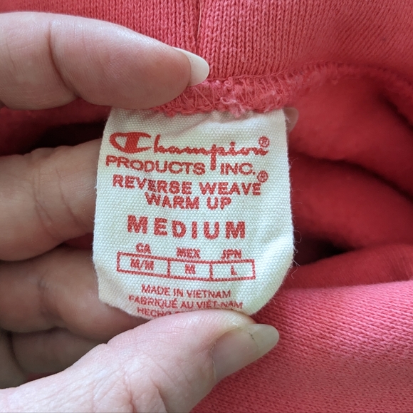 Women's Champion Reverse Weave Hoodie in Coral and Periwinkle - Picture 6 of 8